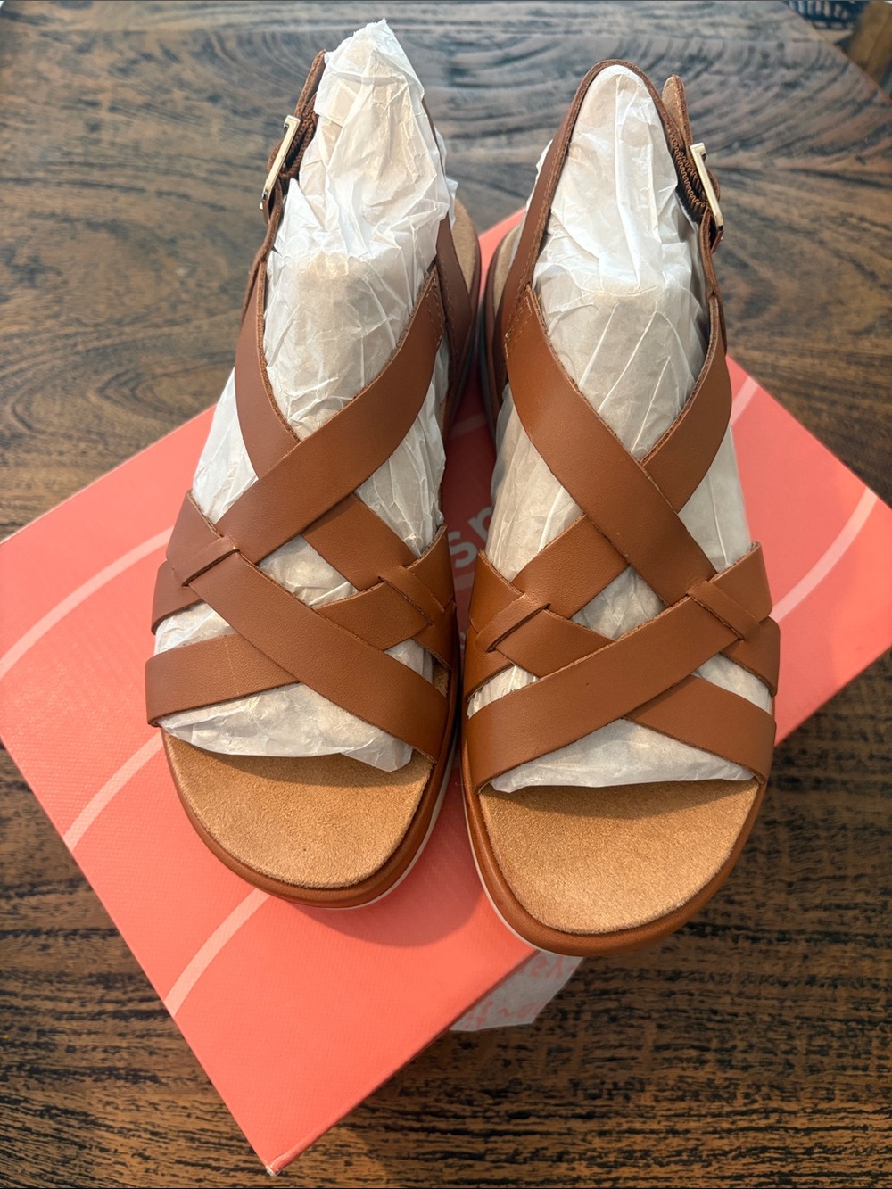 Easy Spirit Brown Crisscross Slingback Sandals